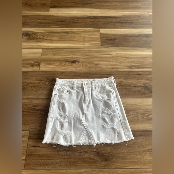 American Eagle Outfitters Dresses & Skirts - American Eagle, outfitters stretch white distressed jeans skirt size 4
